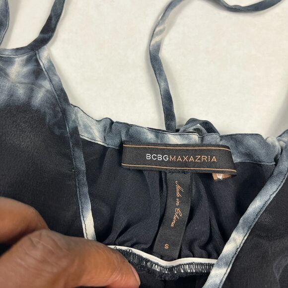 BCBGMaxazria Gisene Silk Tank Top Tie Dye Strappy Sleeve Ruffled Shirt SMALL - Picture 4 of 12